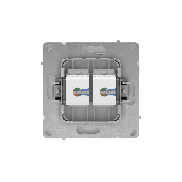 Розетка компьютерная 2-м KANT RJ45 кат.6A без шторки бел. магнолия DKC 7000674