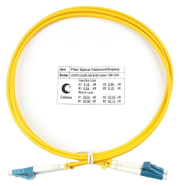 Шнур оптический FOP(d)-9-LC-LC-1.5m duplex LC-LC 9/125см 1.5м LSZH Cabeus 7514c