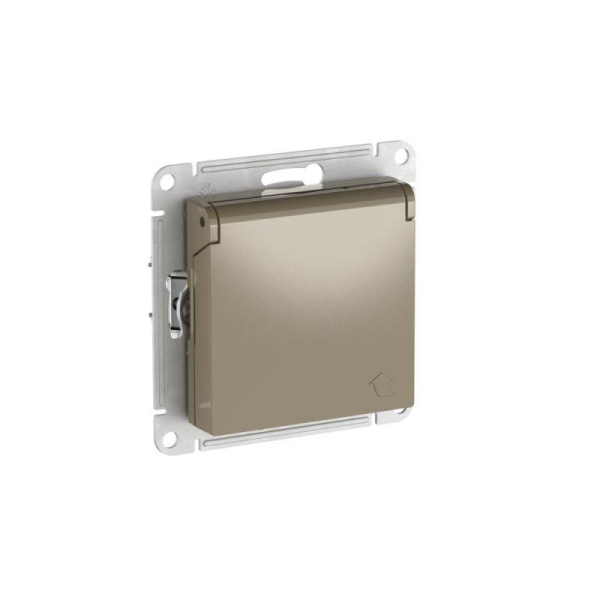 Розетка AtlasDesign 16А IP20 с заземл. защ. шторки с крышкой быстрозажим. клем. механизм шампань SE ATN000546S