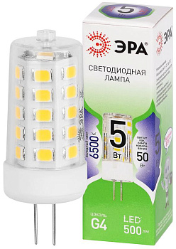 Лампа светодиодная GREEN LINE LED G4-JC-5W-865-12V GL 5Вт капсульная прозрачная 6500К холод. свет G4 12В Эра Б0067146