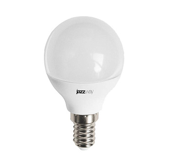 Лампа светодиодная PLED-LX 8Вт G45 шар матовая 3000К тепл. бел. E14 JazzWay 5028593