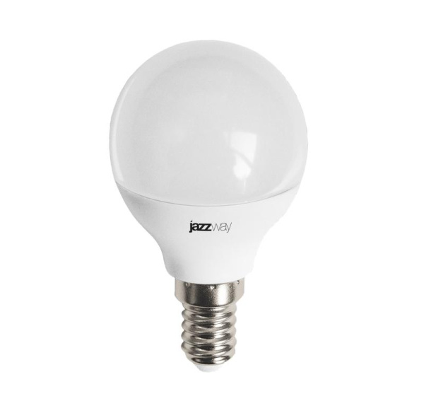 Лампа светодиодная PLED-LX 8Вт G45 шар матовая 3000К тепл. бел. E14 JazzWay 5028593