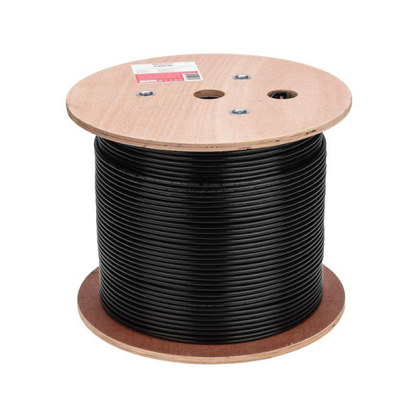 Кабель витая пара U/UTP кат.6 PE 4PR 23AWG OUTDOOR SOLID черн. (уп.305м) Rexant 01-0058