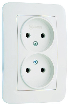 Розетка 2-м СП Lillium N 10А без заземл. бел. Makel 55017