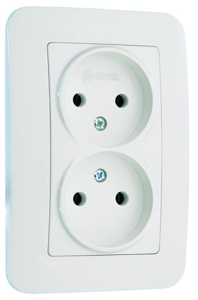 Розетка 2-м СП Lillium N 10А без заземл. бел. Makel 55017