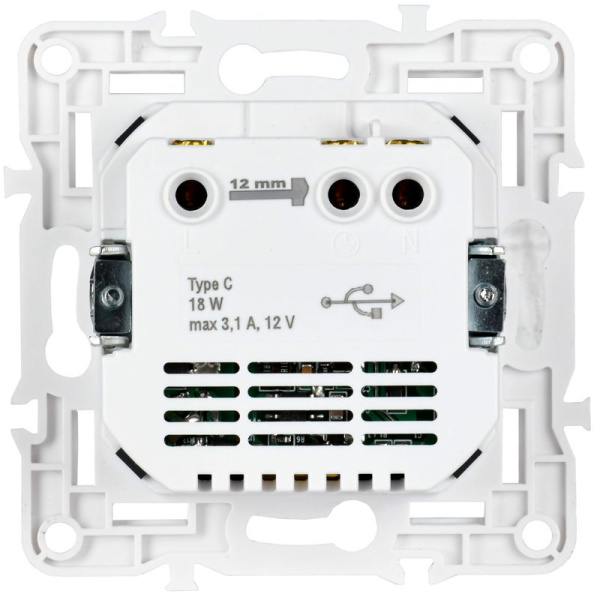 Розетка SKANDY 18Вт 16А с заземл. защ. шторки с USB C SK-R17G графит IEK SK-R14-16-U14-018-K53
