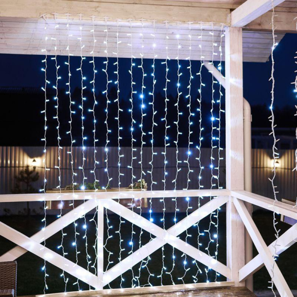 Гирлянда светодиодная "Светодиодный Дождь" 2х3м 600LED бел. 70Вт 230В IP65 постоян. свечение провод бел. (нужен шнур питания 303-500-1) Neon-Night 235-135