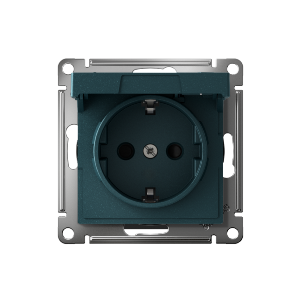 Розетка AtlasDesign 16А IP20 с заземл. защ. шторки с крышкой быстрозажим. клем. механизм изумруд SE ATN000846S