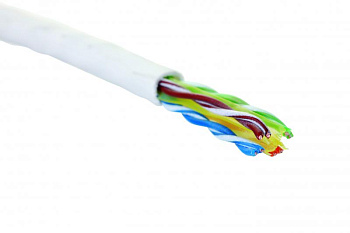 Кабель U/UTP кат.6 4 пары 24 AWG нг(А)-HF Slim Line внутр. прокладки бел. (кор.) Eurolan 19C-U6-27WT-B305