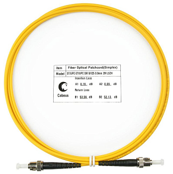 Шнур оптический FOP(s)-9-ST-ST-2m simplex ST-ST 9/125 sm 2м LSZH Cabeus 7557c