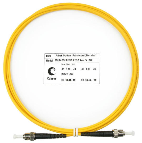 Шнур оптический FOP(s)-9-ST-ST-2m simplex ST-ST 9/125 sm 2м LSZH Cabeus 7557c