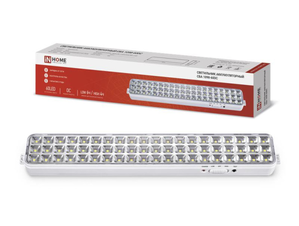 Светильник светодиодный СБА 1098-60DC 60 LED 2.0А.ч lithium battery DC аварийный IN HOME 4690612029528