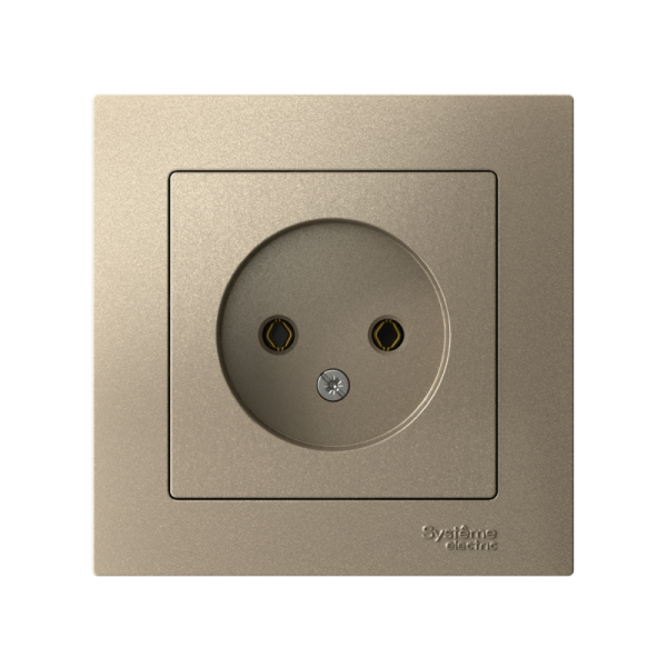Розетка 1-м СП AtlasDesign 16А IP20 без заземл. в сборе шампань SE ATN000540