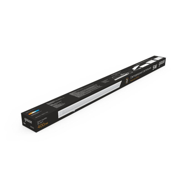 Светильник светодиодный Black 5Вт 3000К IP20 400лм 170-264В 312х22х37мм ДВО линейный накладной бел. GAUSS 130511105