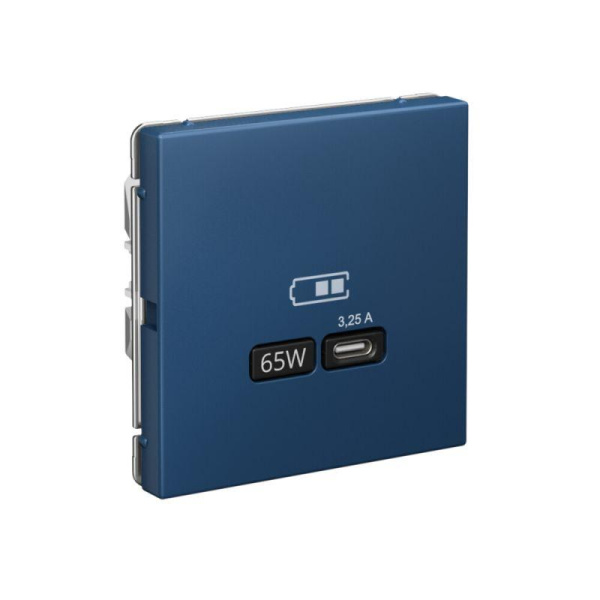 Розетка USB ArtGallery тип C 65Вт QC PD высокоскор. ЗУ механизм аквамарин SE GAL001127