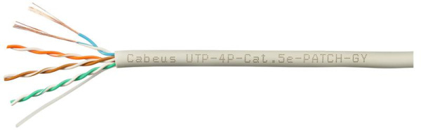 Кабель витая пара U/UTP кат.5E 4х2х24AWG patch PVC нг(А)-LS UTP-4P-Cat.5e-PATCH-GY сер. (уп.305м) Cabeus 7201c