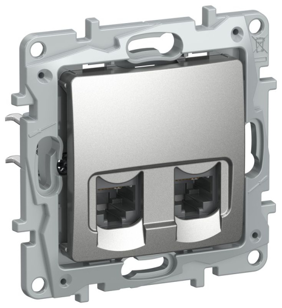 Розетка компьютерная 2-м IEKETIKA RJ45 кат.5Е UTP IP20 алюм. IEK 6724551