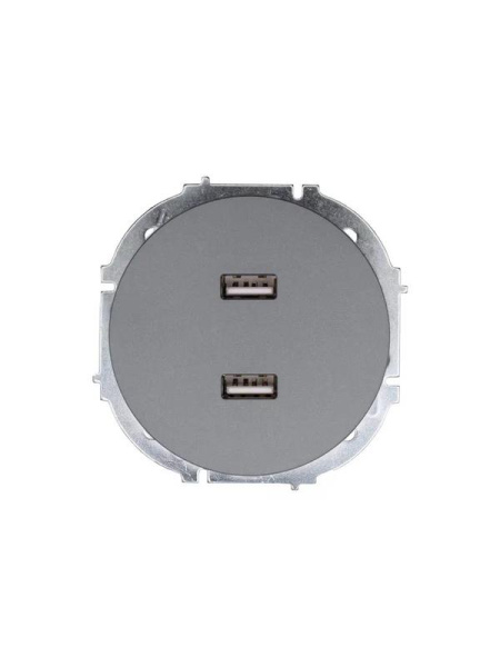Розетка 2-м СП OSEN USB разъем механизм сер. матов. LEZARD 743-7488-192