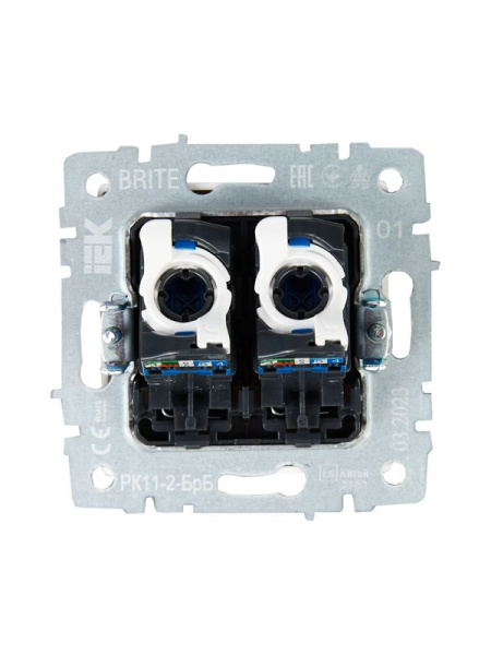 Розетка компьютерная двойн. СП RJ45 кат.6 BRITE РК11-2-БрБ механизм бел. IEK BR-K20-2-K01