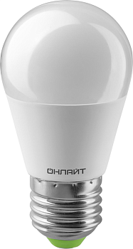 Лампа светодиодная 90 463 OLL-G45-15-230-6.5K-E27-FR 15Вт шар 6500К холод. бел. E27 1500лм 176-264В ОНЛАЙТ 90463