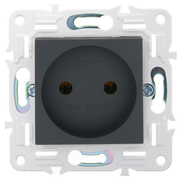 Розетка SKANDY 10А без заземл. без защ. шторок SK-R02G графит IEK SK-R10-10-K53