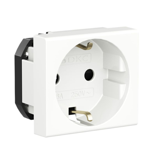 Розетка 1-м 2мод. Viva 16А IP20 2P+E с заземл. защ. шторки бел. DKC 45005