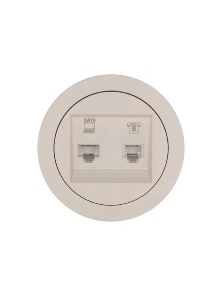 Розетка компьютерная + телефонная OSEN RJ45 кат.6 + RJ11 с модулем механизм сл. кость LEZARD 743-9088-144