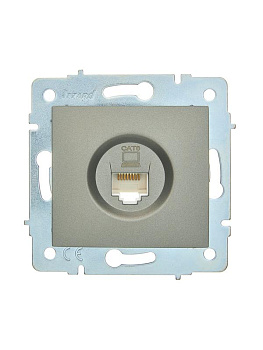 Розетка компьютерная 1-м СП ASTI IP20 RJ45 механизм Cat 6e платина. LEZARD 7081-3588-140