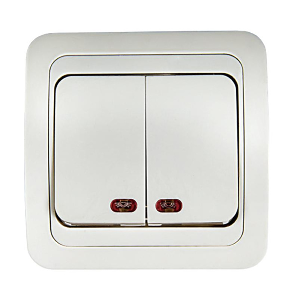 Выключатель 2-кл. СП Classico 2123 10А IP20 с подсветкой бел. ASD / IN HOME 4680005959877