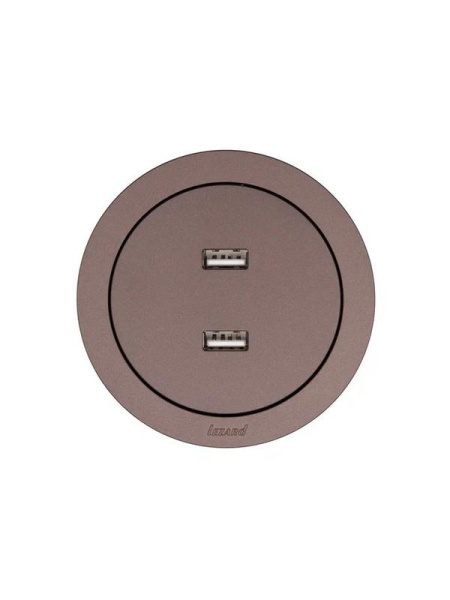 Розетка 2-м СП OSEN USB разъем механизм шоколад LEZARD 743-7388-192