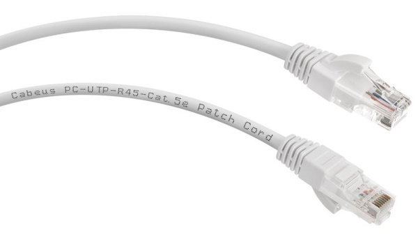 Патч-корд U/UTP кат.5E PC-UTP-RJ45-Cat.5e-1m-WH 2хRJ45/8p8c неэкранир. PVC 1м бел. Cabeus 7672c