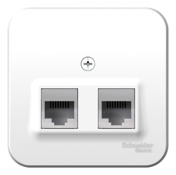 Розетка компьютерная + телефонная 2-м ОП Blanca RJ45 кат.5E + RJ11 с изолир. пластиной бел. SE BLNIA045111