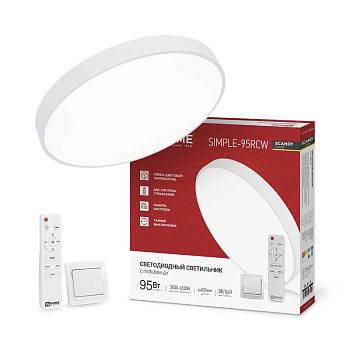 Светильник светодиодный SCANDY SIMPLE-95RCW 95Вт 3000-6500К 7600лм 230В 400х50мм с пультом ДУ бел. IN HOME 4690612062105