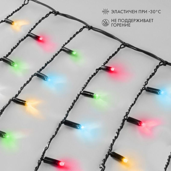 Гирлянда светодиодная "Айсикл" (бахрома) 4.8х0.6м 176LED RGB IP65 динамика 230В провод ПВХ черн. (нужен контроллер 245-908) Neon-Night 245-208