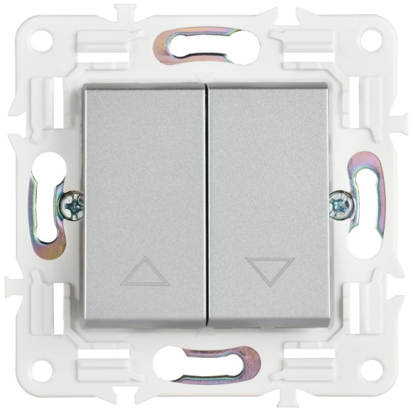 Выключатель жалюзи SKANDY 10А SK-V12S серебр. IEK SK-V15-0-10-K23