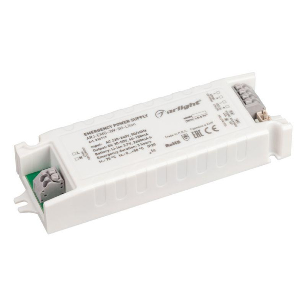 Блок аварийного питания ARJ-EMG-3W-3H-LiIon IP20 пластик Arlight 036719