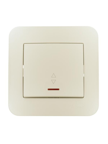 Переключатель проходной 1-кл. 1п СП ASTI 10А IP20 с подсветкой крем. LEZARD 7081-0303-114