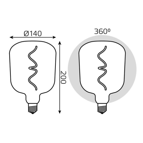 Лампа светодиодная филаментная Black Filament 5Вт V140 1800К тепл. бел. E27 200лм GAUSS 1010802105