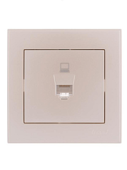 Розетка компьютерная 1-м СП Rain RJ45 жемчуж./бел. перламутр. LEZARD 703-3030-139