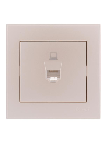 Розетка компьютерная 1-м СП Rain RJ45 жемчуж./бел. перламутр. LEZARD 703-3030-139