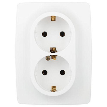 Розетка 2-м СП Эра12 12-2106-01М 16А 250В 2X2P+E Schuko бел. матов. Эра Б0065721