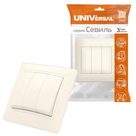 Выключатель 3-кл. Севиль сл. кость UNIVersal Б-С0043