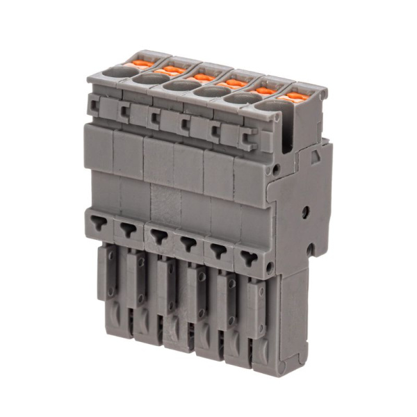 Штекер зажим push-in 6 точек подкл. 2.5кв.мм сер. DKC VPR-P-2.5-6