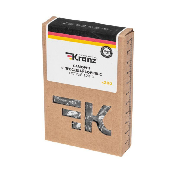 Саморез с прессшайбой ПШС острый 4.2х13 (уп.200шт) Kranz KR-01-3361-001
