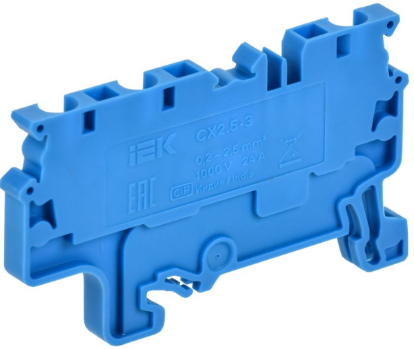 Клемма пружинная CX2.5-3 BU 2.5кв.мм трехконтактная син. ARMAFIX IEK AF-CT40-00-3-K07-002
