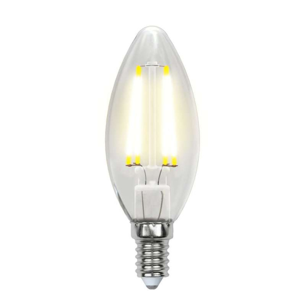 Лампа светодиодная LED-C35-5W/WW/E14/CL/DIM GLA01TR форма "свеча" прозр. Air теплый бел. 3000К диммир. упак. картон Uniel UL-00002860