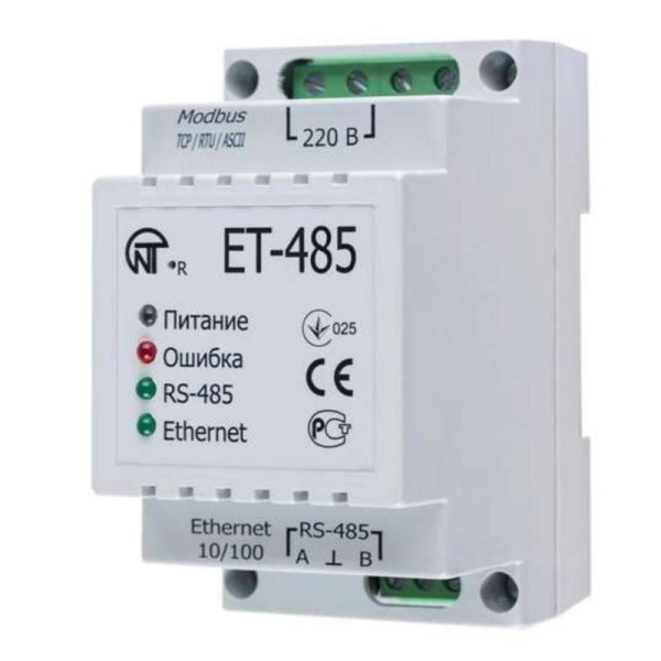 Преобразователь интерфейсов ЕТ-485 (24 V) (точка доступа к NT Cloud (Ethernet) RS-485 питание 220В или 7-24В к-во модулей - 3 НовАтек-Электро 3425680485 24
