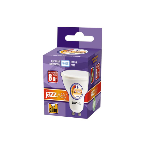 Лампа светодиодная PLED-DIM 8Вт PAR16 4000К нейтр. бел. GU10 560лм 230В 50Гц JazzWay 5035928