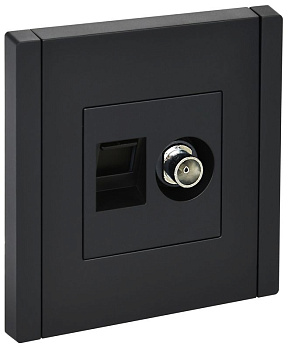 Розетка 2-м TV+RJ45 кат.5E FORTE&PIANO FP136 черн. IEK FP-AK20-1-K02