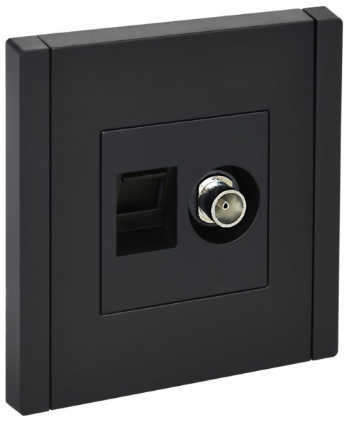 Розетка 2-м TV+RJ45 кат.5E FORTE&PIANO FP136 черн. IEK FP-AK20-1-K02